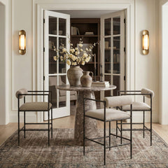 Axis - Linen Textured Beige Fabric Upholstered Counter Stool (Set of 2)