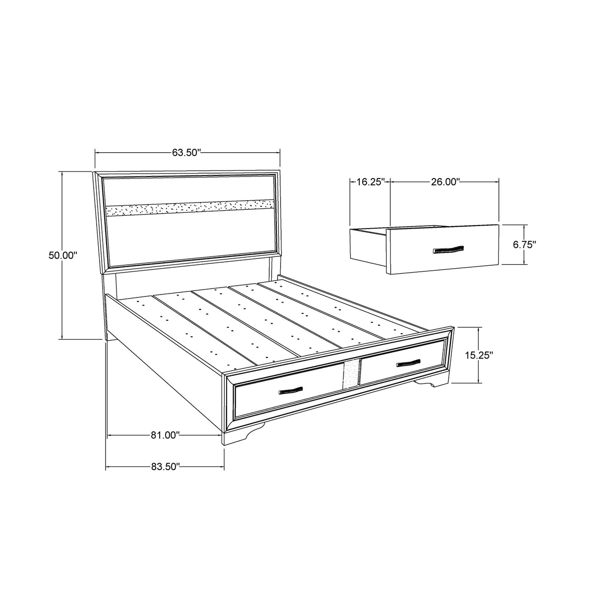 Ryder - Bed With Panel Headboard, 2 Drawer Footboard