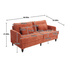Mid Century Modern Chenille Fabric Loveseat Sofa, 2 Seat Upholstered Couch