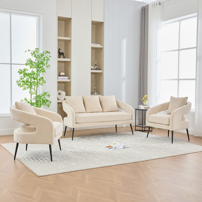 3 Piece Living Room Set, Loveseat & 2 Accent Chairs