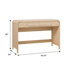 Modern Curved Waterfall Desk With Drawers - Oak
