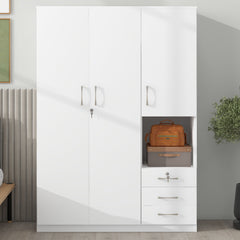 2 Doors Wardrobe Storage For Bedroom With Shelves And 3 Drawers