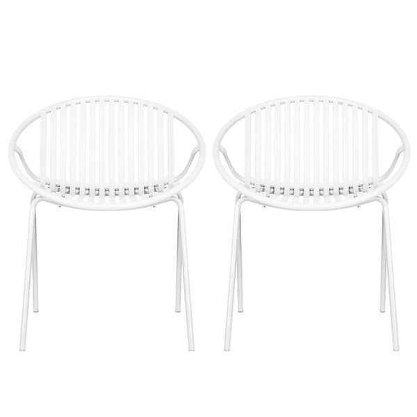 Stackable Outdoor Chairs With Breathable Plastic Backrest (Set of 2)