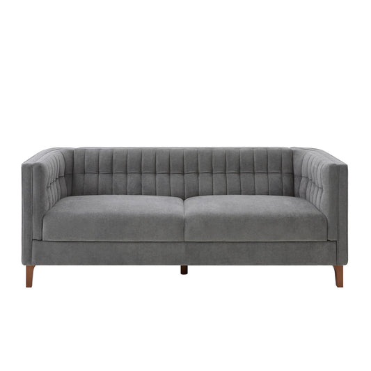 Modern 3 Seater Sofa, Upholstered Couch With Curved Armrests