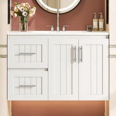 Wall Mounted Bathroom Vanity & Sink, 2 Drawers