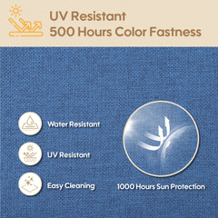 Outdoor Deep Seat Cushion Set Waterproof Fade Resistant Patio Furniture Cushions, Removable Covers, Adjustable Straps & Handles - Navy Blue