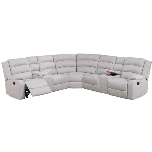 Manual Motion Reclining Loveseat 3 Piece Sectional Set With Console Storage And Cup Holders