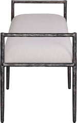 Axis - Linen Textured  Beige Fabric Upholstered Bench