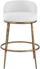 Ferro - Performance Fabric Upholstered Bar Stool - Antique Brass