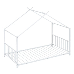 Twin Size Metal House Platform Bed - White