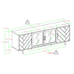 Modern Scandinavian 4 Door Herringbone 70" TV Stand For TVs Up To 80"