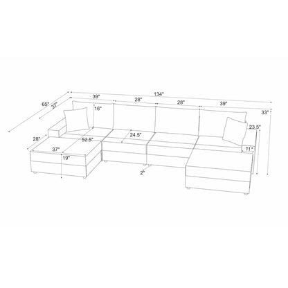 Sectional Sofa With 2 Ottomans And Toss Pillows
