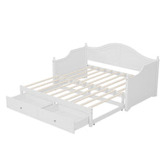 Daybed With Extendable Trundle And Storage Drawers