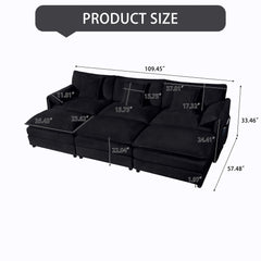 Modern Comfy Deep Seat Modular Sectional Sofa Cloud Couch With Ottoman