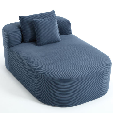 Oversized Corduroy Chaise Lounge Sofa Bed With Deep Seat And Soft Pillows, Wide Seat, No Assembly Required - Blue