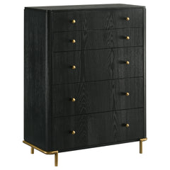 Anser - 5 Drawer Chest, Bedroom Storage Furniture - Black