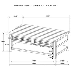 Sutter - 2 Drawer Rectangular Coffee Table - Dark Brown