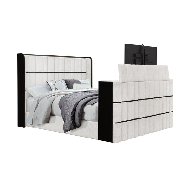 Isaiah - 5 Piece Bedroom Set With TV Lift-LED, Speakers And Fireplace