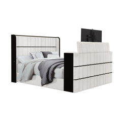 Isaiah - Bed With TV Lift-LED Speakers And Fireplace