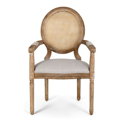 French Country Style Wood And Cane Upholstered Dining Chair Set