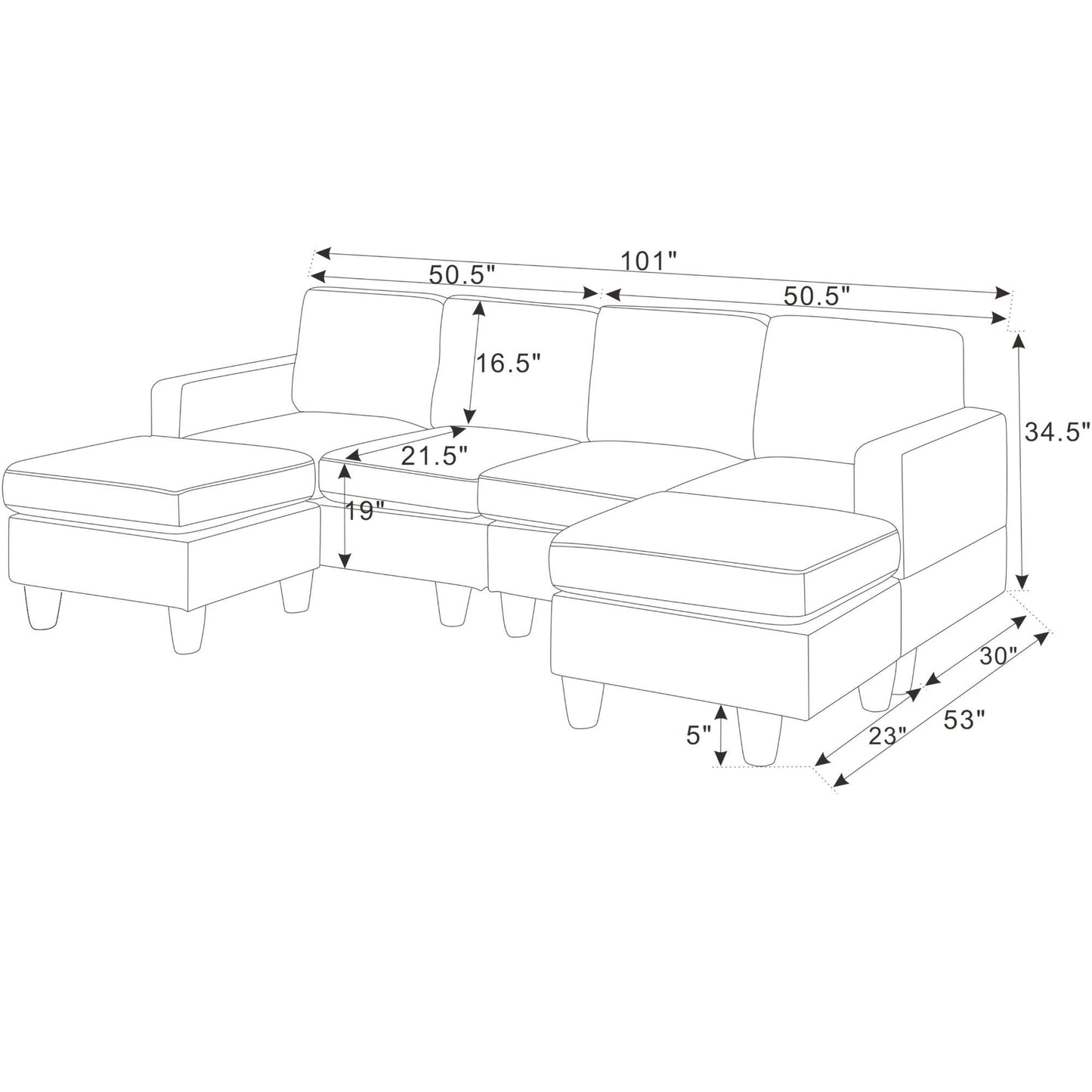 Modular Sectional With 2 Ottomans
