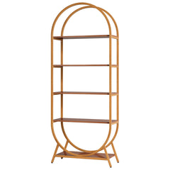Arched 5 Tier Open Bookshelf For Office - Brown