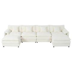 Modern Comfy Deep Seat Modular Sectional Sofa Cloud Couch With Ottoman