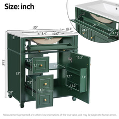 Bathroom Vanity Cabinet With Sink, Soft Close Doors With Door Organizer