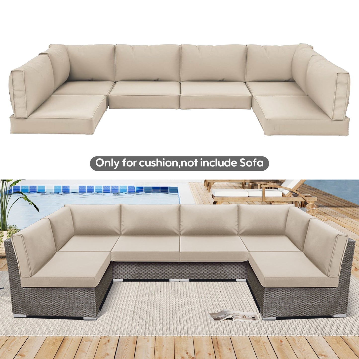 Outdoor Deep Seat Cushions For Patio Furniture Replacement, Cushion Set For Sectionals