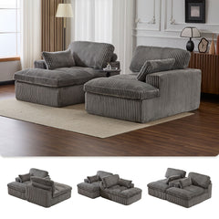 Double Chaise Lounge Chair, Oversized Upholstered Sleeper Cloud Couch