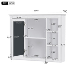 Wall Mounted Medicine Cabinet With Mirror, Storage Cabinet Featuring 6 Open Shelves And Adjustable Interior