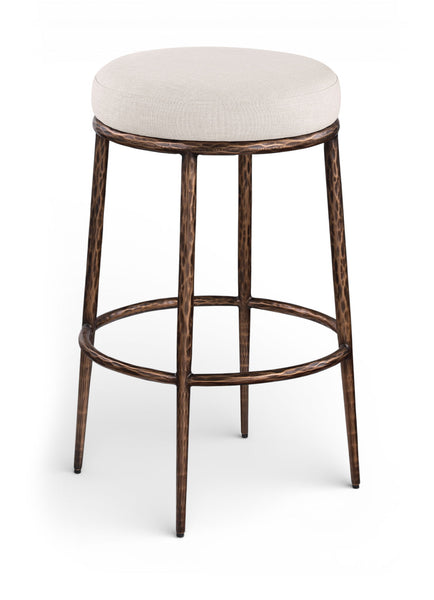 Ferro - Performance Fabric Upholstered Backless Bar Stool - Antique Bronze