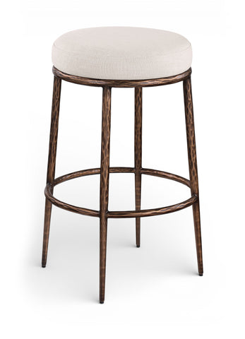 Ferro - Performance Fabric Upholstered Backless Bar Stool - Antique Bronze