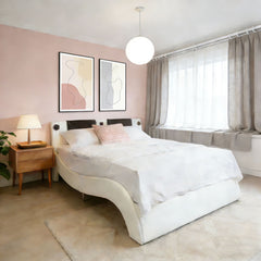 Platform Bed Frame With LED Lighting, Bluetooth Music, Vibration Massage