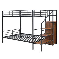 Bunk Bed With Lateral Storage Ladder And Wardrobe