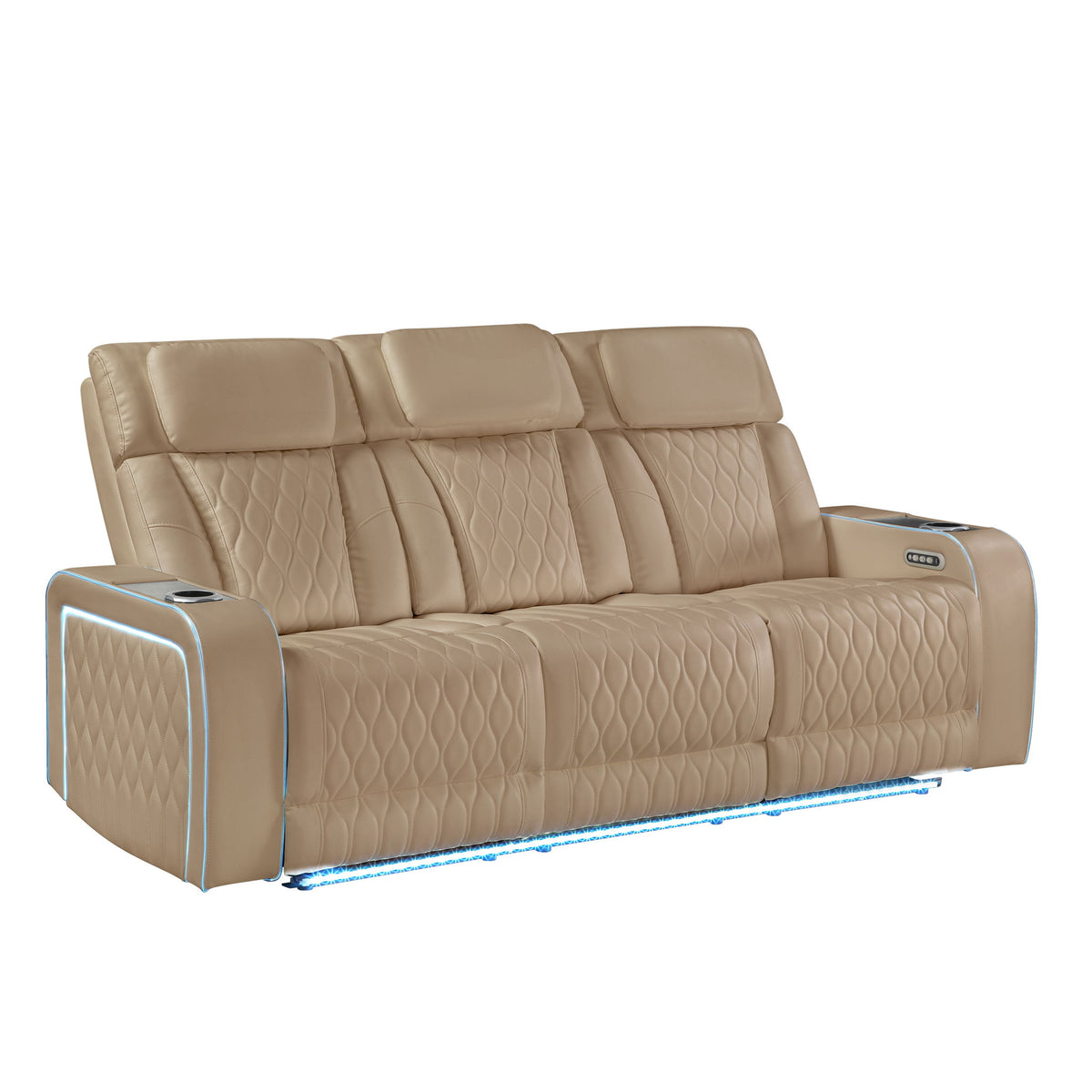 Electra - Power Reclining Sofa With Power Headrests, Drop Down Table, Reading Light, Massage, LED Lighting And USB Control