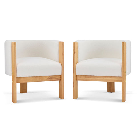 Upholstered Dining Chairs (Set of 2) - Natural / White