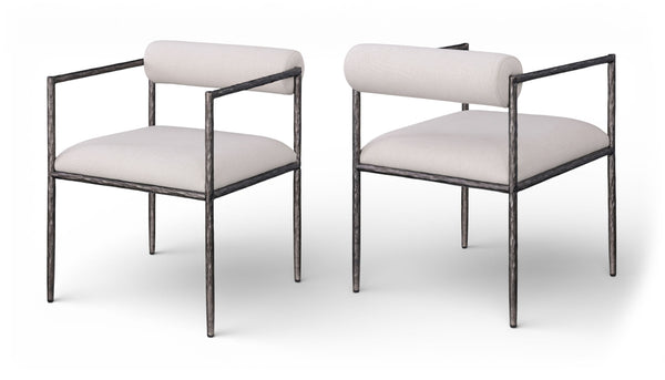 Axis - Linen Textured Beige Fabric Upholstered Dining Chair (Set of 2)