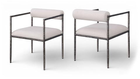 Axis - Linen Textured Beige Fabric Upholstered Dining Chair (Set of 2)