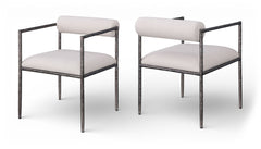 Axis - Linen Textured Beige Fabric Upholstered Dining Chair (Set of 2)