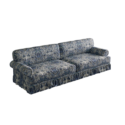 Luxuriously Comfortable Cloud Couch With Elegant Rolled Arms & Pleated Skirt Design