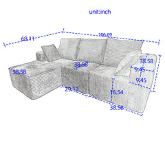 Modular Corner Sofa With Soft Linen Fabric