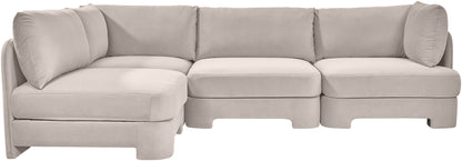 Hammond - Velvet Performance Fabric Upholstered 4 Piece Armless Sectional