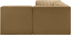 Rummi - Velvet Performance Fabric Upholstered 4 Piece Modular Sectional