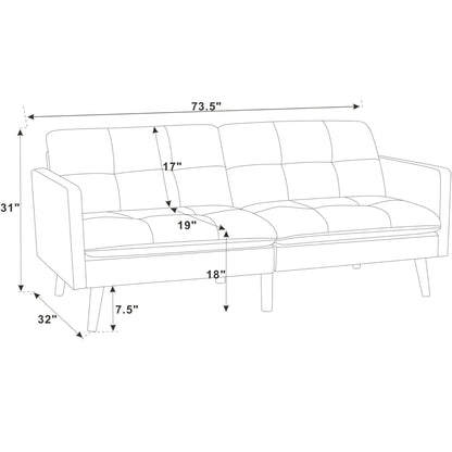 Easy Convert Futon Sofa With Tufted Back And Seat