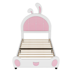 Upholstered Platform Bed With Rabbit Shaped Headboard