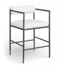 Axis - Linen Textured Cream Fabric Upholstered Counter Stool (Set of 2)