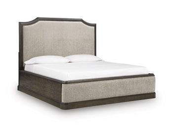 Wickenger - King/California King Upholstered Panel Headboard - Dark Brown