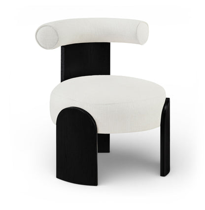 Calder - Linen Textured Fabric Upholstered Accent Chair - Painted Black Base