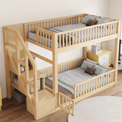 Floor Bunk Bed With Ladder And Storage